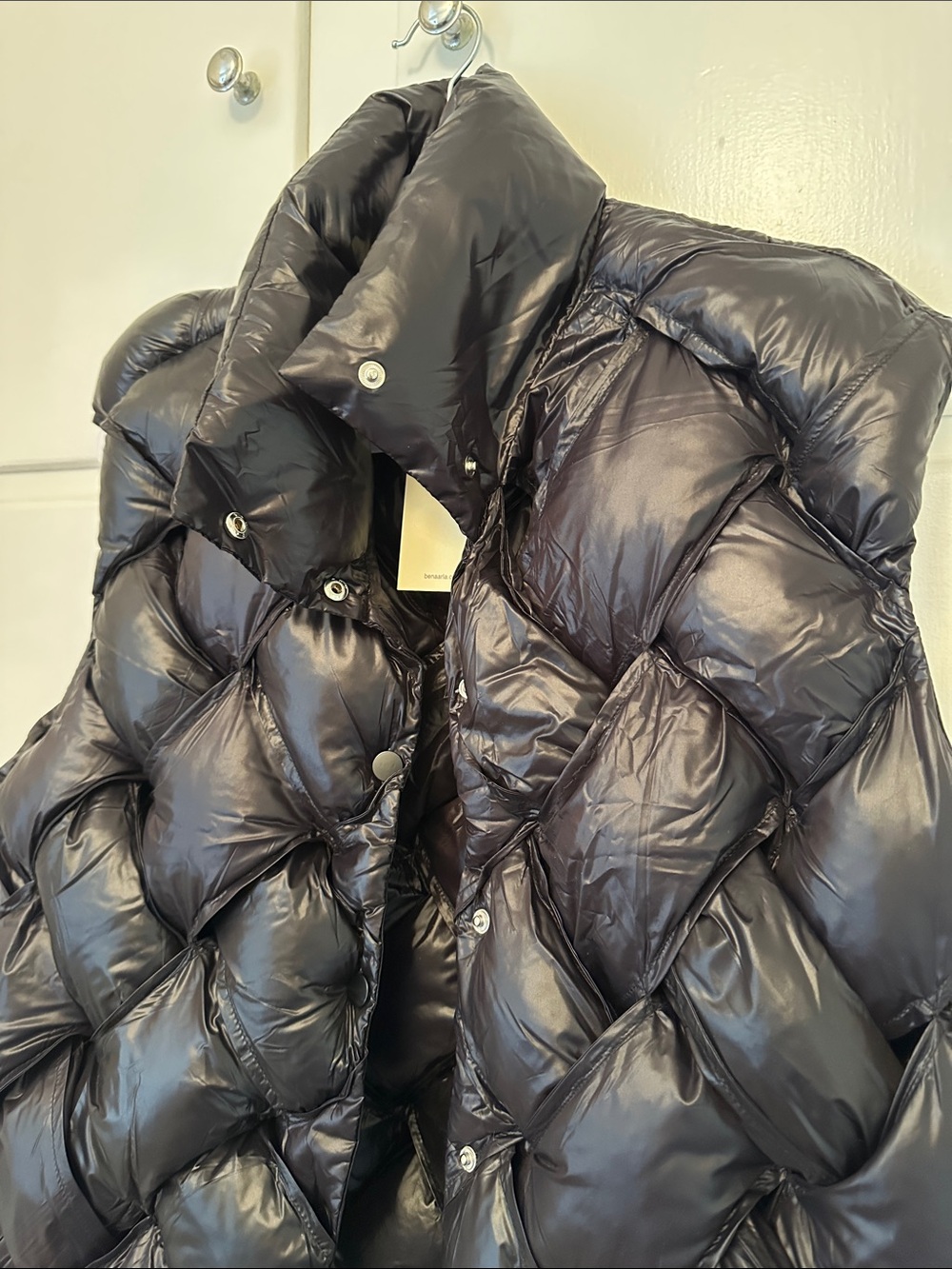NWT Benaar Black Quilted Oversized Woven Puffer Vest - Picture 2 of 6